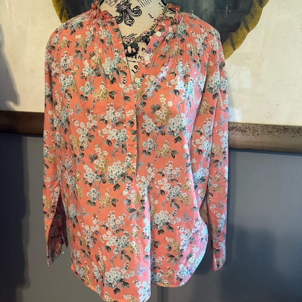 J. Crew Peach Floral Blouse